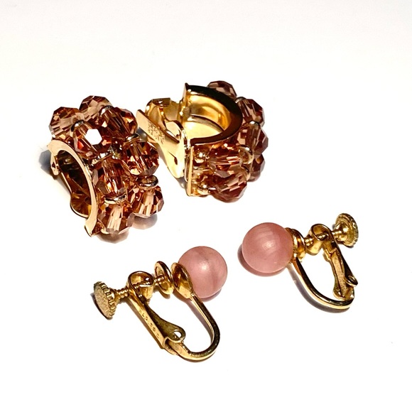 Napier Jewelry - Napier Crystal Clip On & Pink Screw Back Earrings